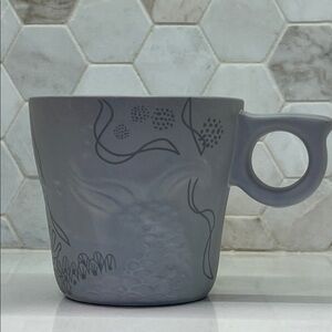 Starbucks 2016 Gray Coffee Mug Cup 12oz Embossed Mermaid Siren Tail Anniversary